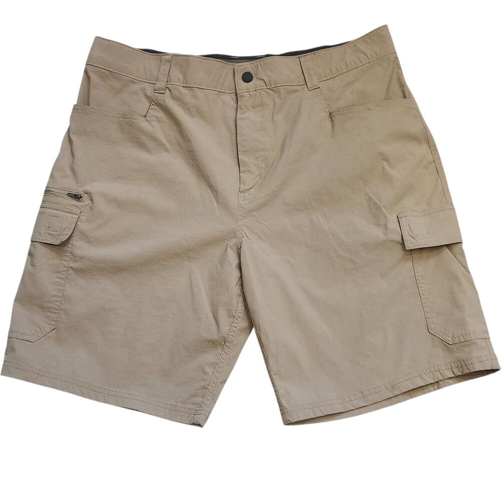 Orvis Mens Tech Cargo Performance Shorts 38 Tan Nylon Stretch Outdoor Hike Golf